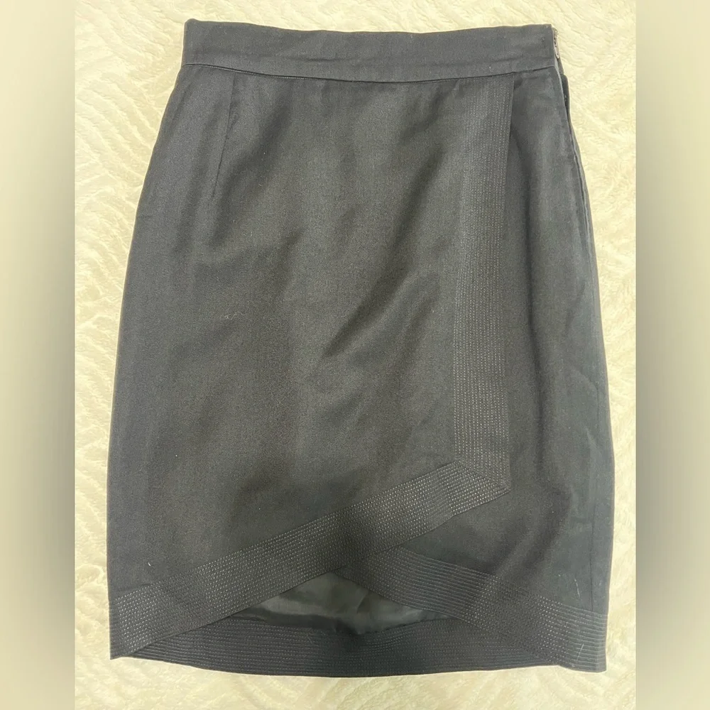Vintage Gianni Versace Black Wool Wrap Mini Skirt XS Made in Italy Asymmetrical